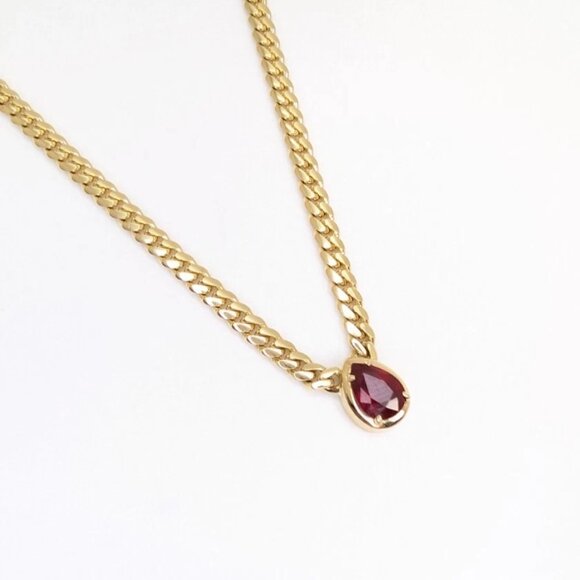 Logan Hollowell 14K Yellow Gold Ruby Cuban Choker Necklace - Picture 1 of 4